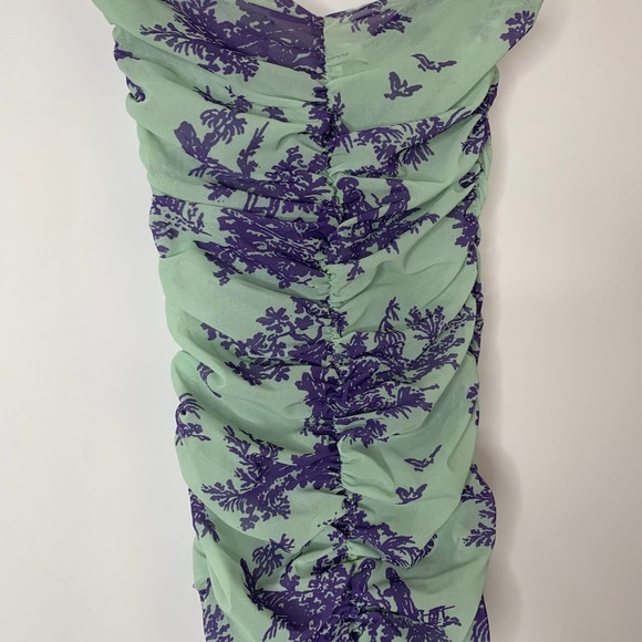 Miaou Renzo Mint Toile Midi Ruched Dress Mint Purple Womens XS - Picture 6 of 16